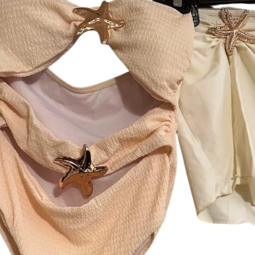 Chic Strapless Swimsuit with Gold Starfish - Picture 8 of 11